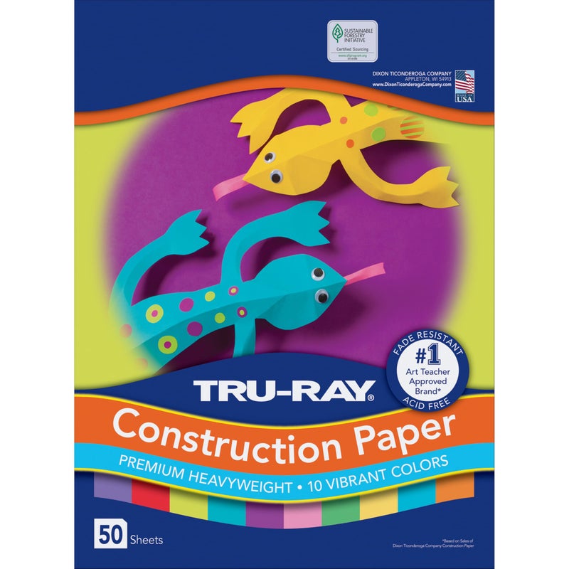 Tru-RayÂ® Construction Paper, 50% Recycled, Assorted Colors, 12" x 18", Pack of 50 Sheets - Image 5